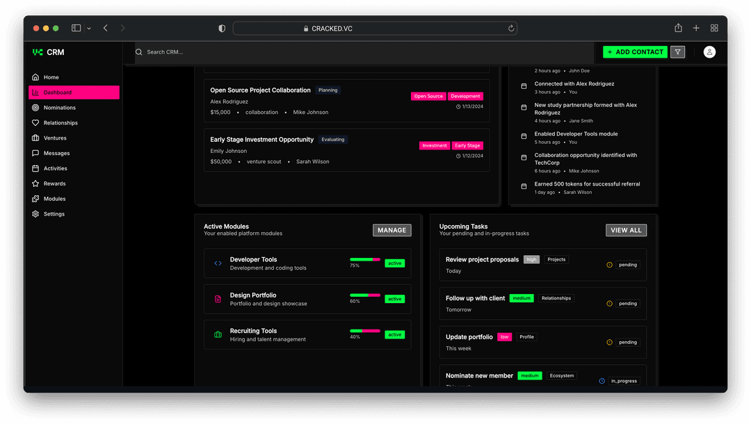 Cracked VC community members building the future - hover state